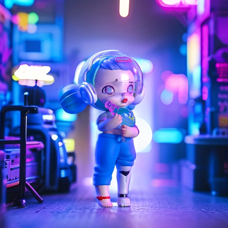 TOYCITY LAURA Anime Cyberpunk Girl Figure, Blind Box Collectible Toys, Trendy Technology Style Party Gift, Cartoon Collection Ornament, Local Warehouse Fast, Special Birthday Gift 3.54inch