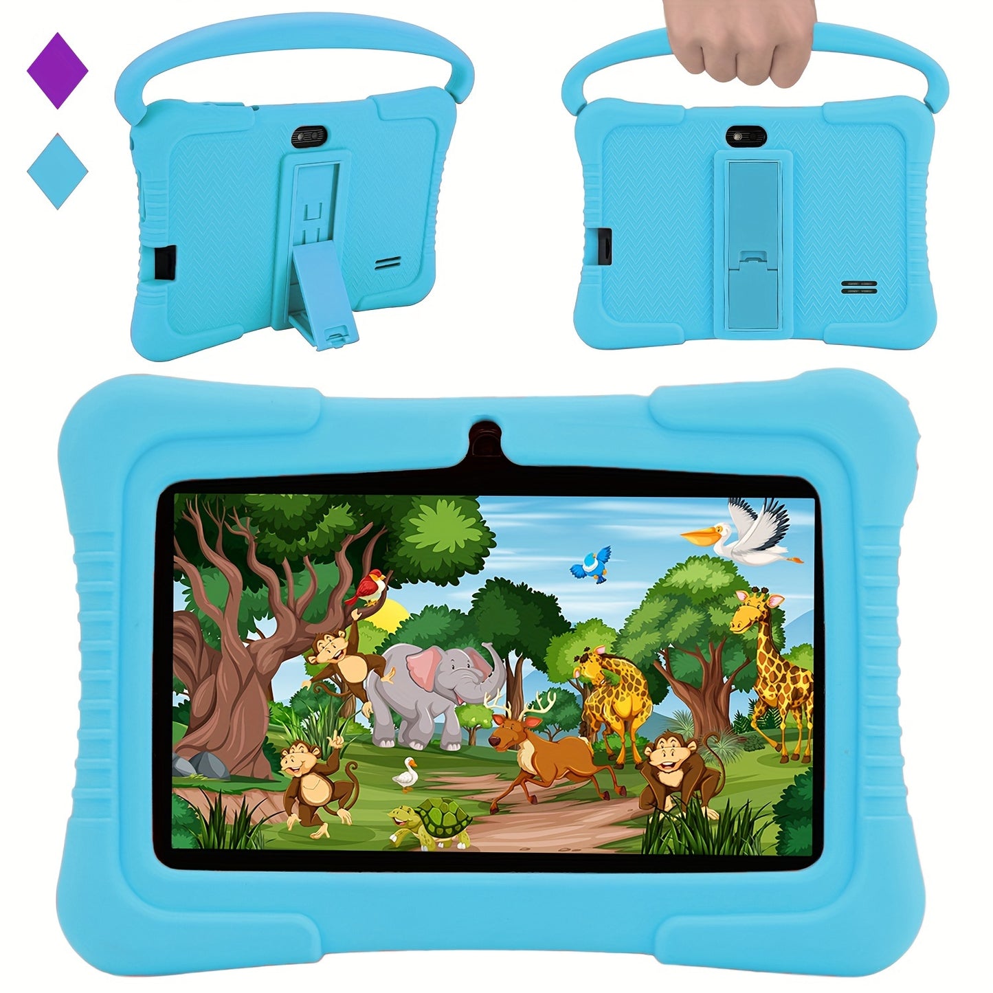 Veidoo, 7 Inch Kids Tablet, Security Eye Screen, WiFi, 2GB RAM+32GB ROM, Dual Camera, Educational Games, Parental Control APP, Android Tablet, Tablet With Drop Proof Silicone Cover