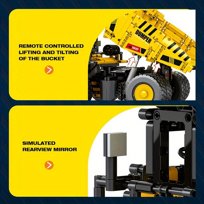 Reobrix22025 Technology Engineering Mining Dump Truck Assembly Building Block Model, Puzzle Assembly Toy Car, Suitable for Holiday Gifts for And Friends.