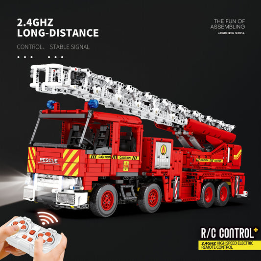 Reobrix 22005 Fire Fighting Truck Building Set, Large Fire Extinguisher Ladder Truck Model Blocks Kit, Technology Fire Engine Truck Toy Building Set (3266pcs)