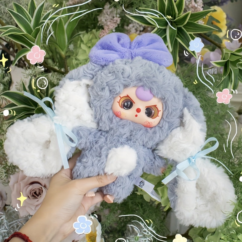 baby three,,Little Rabbit Returns Series Surprise Mystery Box,Adorable Plush Animal Dolls in Festive Hats Heart Charms, Cozy Handmade Hanging Ornaments for Halloween Valentine's Gifts