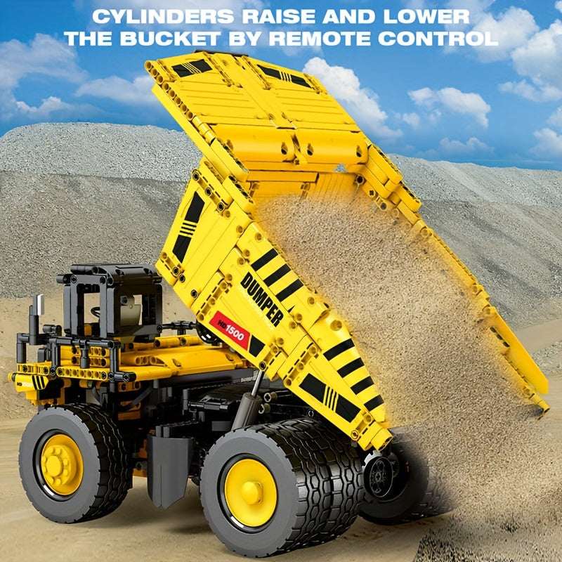 Reobrix22025 Technology Engineering Mining Dump Truck Assembly Building Block Model, Puzzle Assembly Toy Car, Suitable for Holiday Gifts for And Friends.