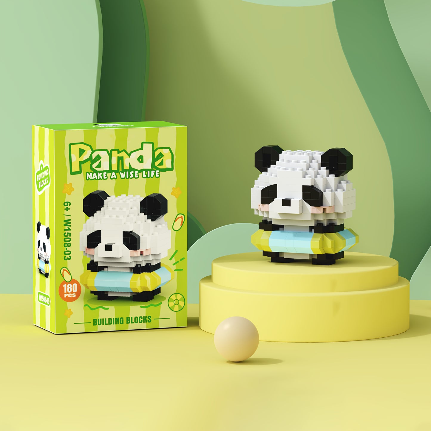 12 Styles of Panda Building Blocks - Cute Desk Decorations, Holiday Gift for Youngsters, ABS Material, Animal Theme, Perfect for Room Deco