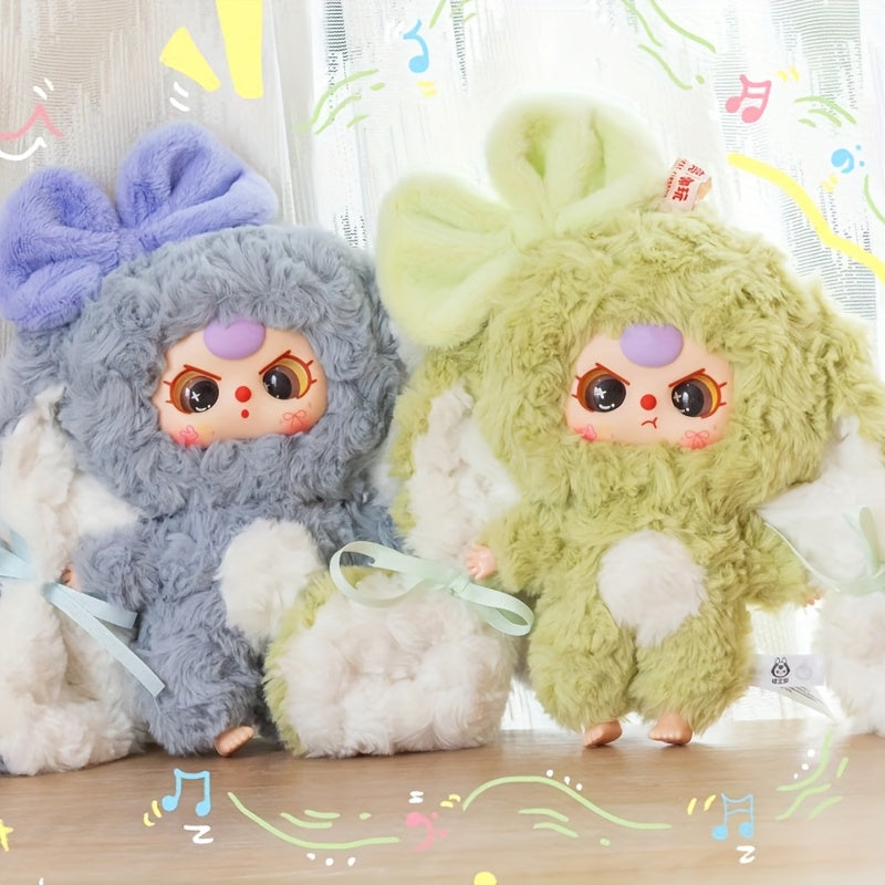 baby three,,Little Rabbit Returns Series Surprise Mystery Box,Adorable Plush Animal Dolls in Festive Hats Heart Charms, Cozy Handmade Hanging Ornaments for Halloween Valentine's Gifts
