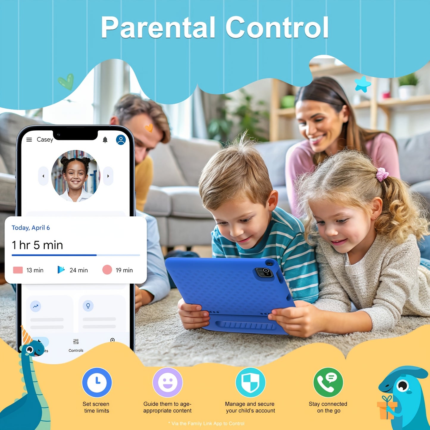(3+5)GB+64GB | Android 15\u002F13 | 2024 Kids Learning Tablet 10.1\