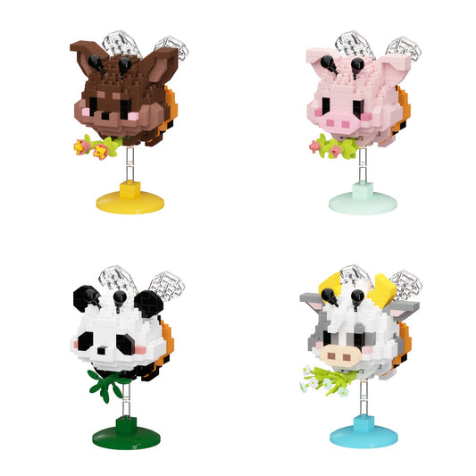 Shake It! Adorable Panda & Dog Building Blocks - Colorful DIY Toy with 6 Unique Animal Designs, Durable ABS Material, Fun & Educational for Youngsters, Perfect for Playtime & Creative Learning, Playtime Toy | Playful Design | Colorful Building Blocks, Pan