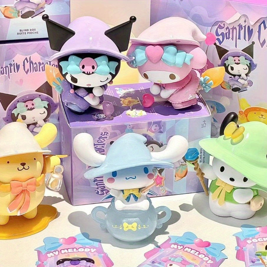 Blind Box from The Sanrio Magical Story Series Featuring Dolls of for kuromi, for My Melody, And Cinnamon Dog, Made of PVC. These Cartoon Decorations Are Perfect for Desktops And Make Great Gifts for Fans of Cartoons.