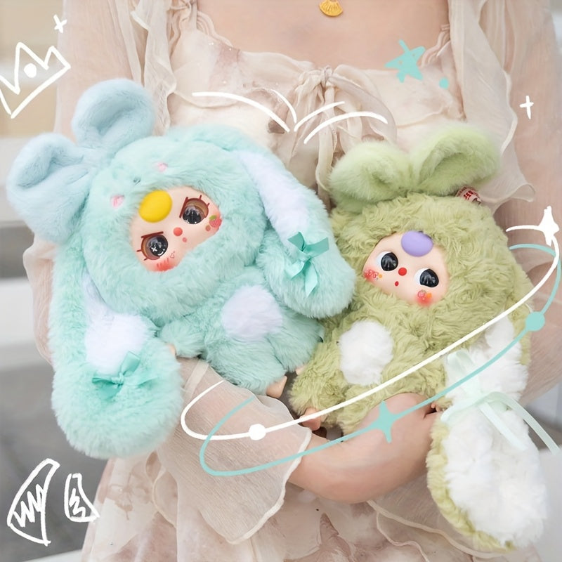 baby three,,Little Rabbit Returns Series Surprise Mystery Box,Adorable Plush Animal Dolls in Festive Hats Heart Charms, Cozy Handmade Hanging Ornaments for Halloween Valentine's Gifts