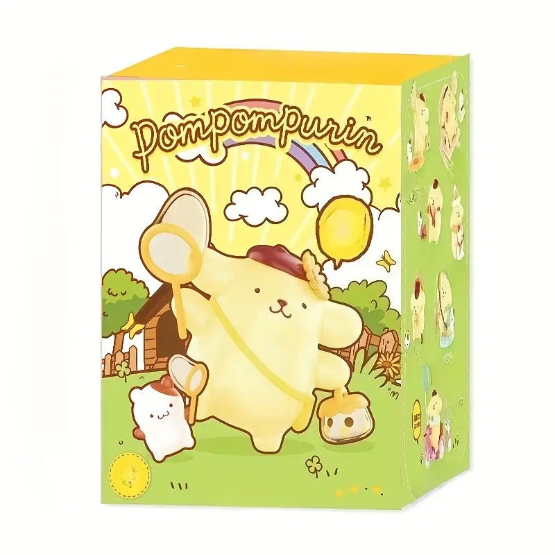 6Sanrio Pudding Mystery Box - Cute Pink Surprise Character with Recliner, Mixed Color Collectible Desktop Ornament, Four Seasons Series Anime Fan Exclusive Birthday Holiday Gift