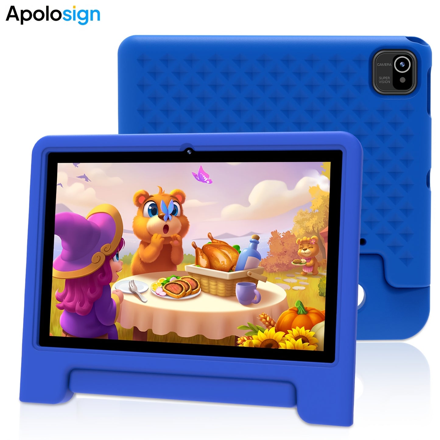 Apolosign 2025 10.1 Inch Android 13\u002F14\u002F15 Kids Tablet, 8(3+5)GB+64GB, 8-Core, WiFi 6, 5MP+2MP, 1280*800 HD Display, Parental Control, Educational, Shockproof & Handheld Case, Kids Space, Halloween Christmas Gift, Pre-Installed Apps, Tablet, Pad