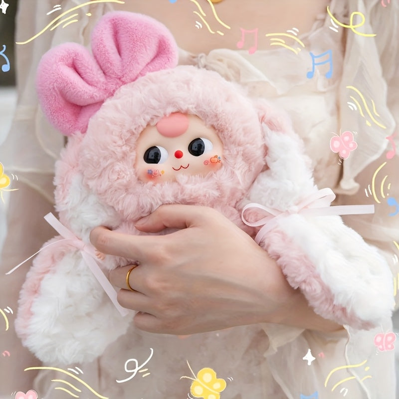 baby three,,Little Rabbit Returns Series Surprise Mystery Box,Adorable Plush Animal Dolls in Festive Hats Heart Charms, Cozy Handmade Hanging Ornaments for Halloween Valentine's Gifts