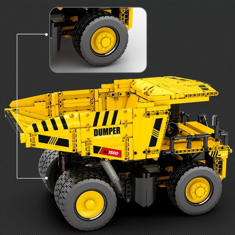 Reobrix22025 Technology Engineering Mining Dump Truck Assembly Building Block Model, Puzzle Assembly Toy Car, Suitable for Holiday Gifts for And Friends.